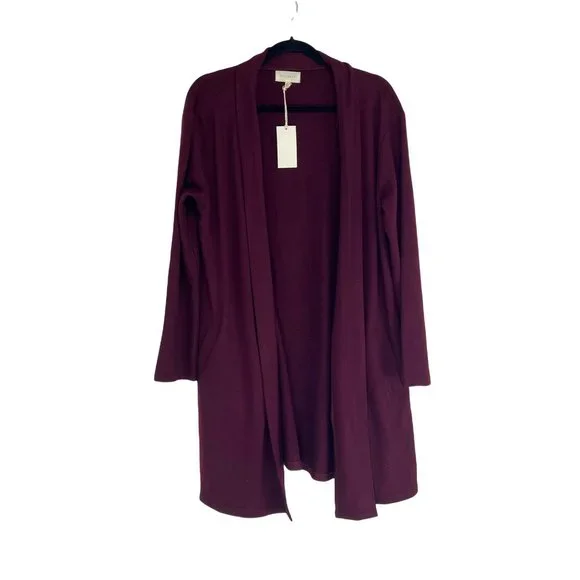 NWT Melloday Burgundy Long Cardigan Sweater Size L - Picture 2 of 8